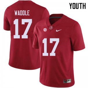 NCAA Youth Alabama Crimson Tide #17 Jaylen Waddle Stitched College 2018 Nike Authentic Red Football Jersey XI17Q57OF